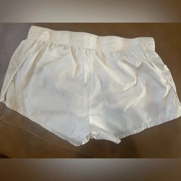 Nike Women's White Athletic Shorts with Gray Logo - Picture 4 of 4